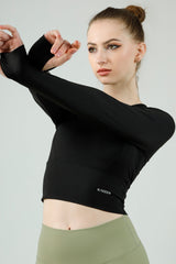 Cut-Out Long Sleeve Crop Top