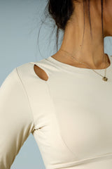 Cut-Out Long Sleeve Crop Top