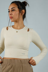 Cut-Out Long Sleeve Crop Top