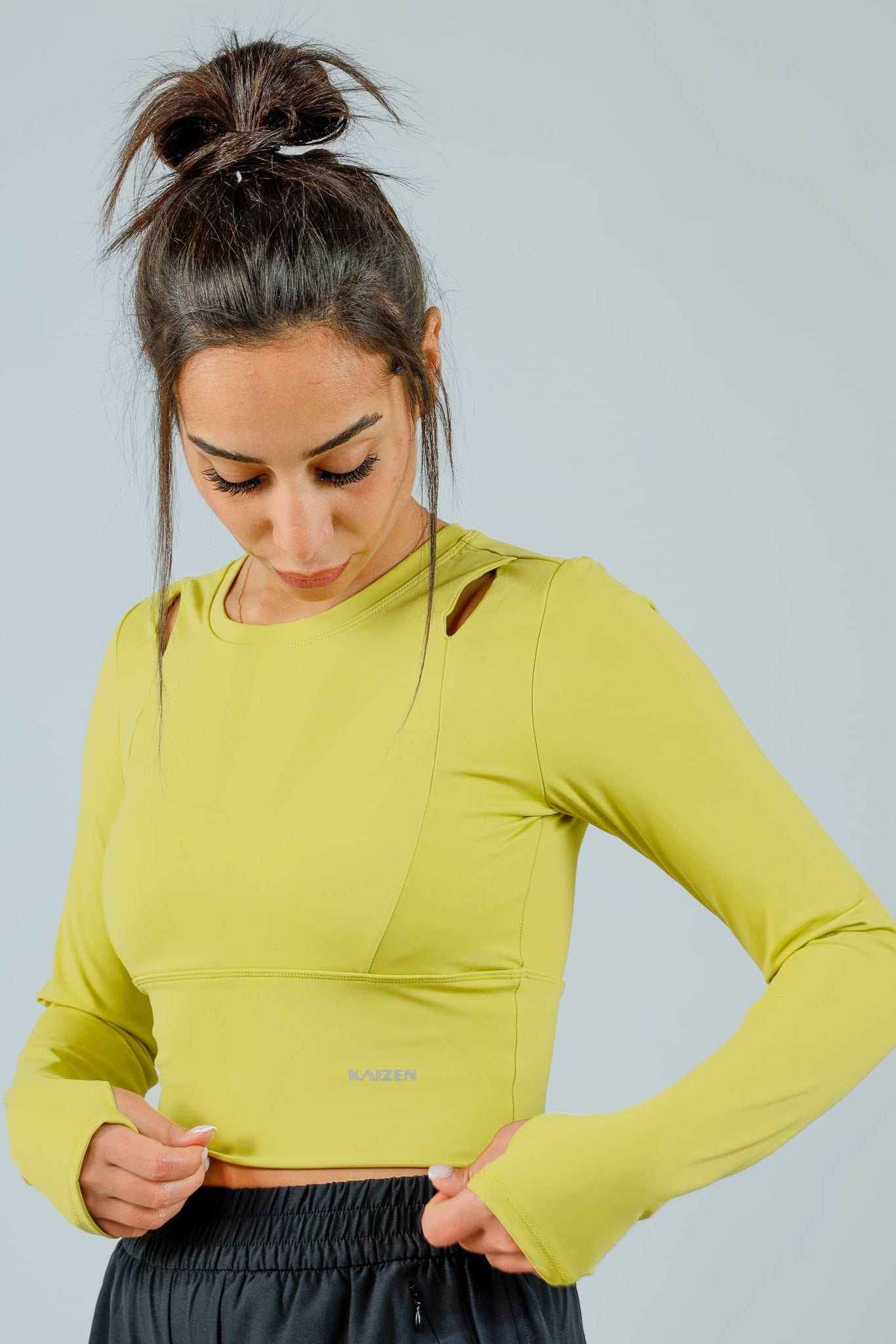 Cut-Out Long Sleeve Crop Top