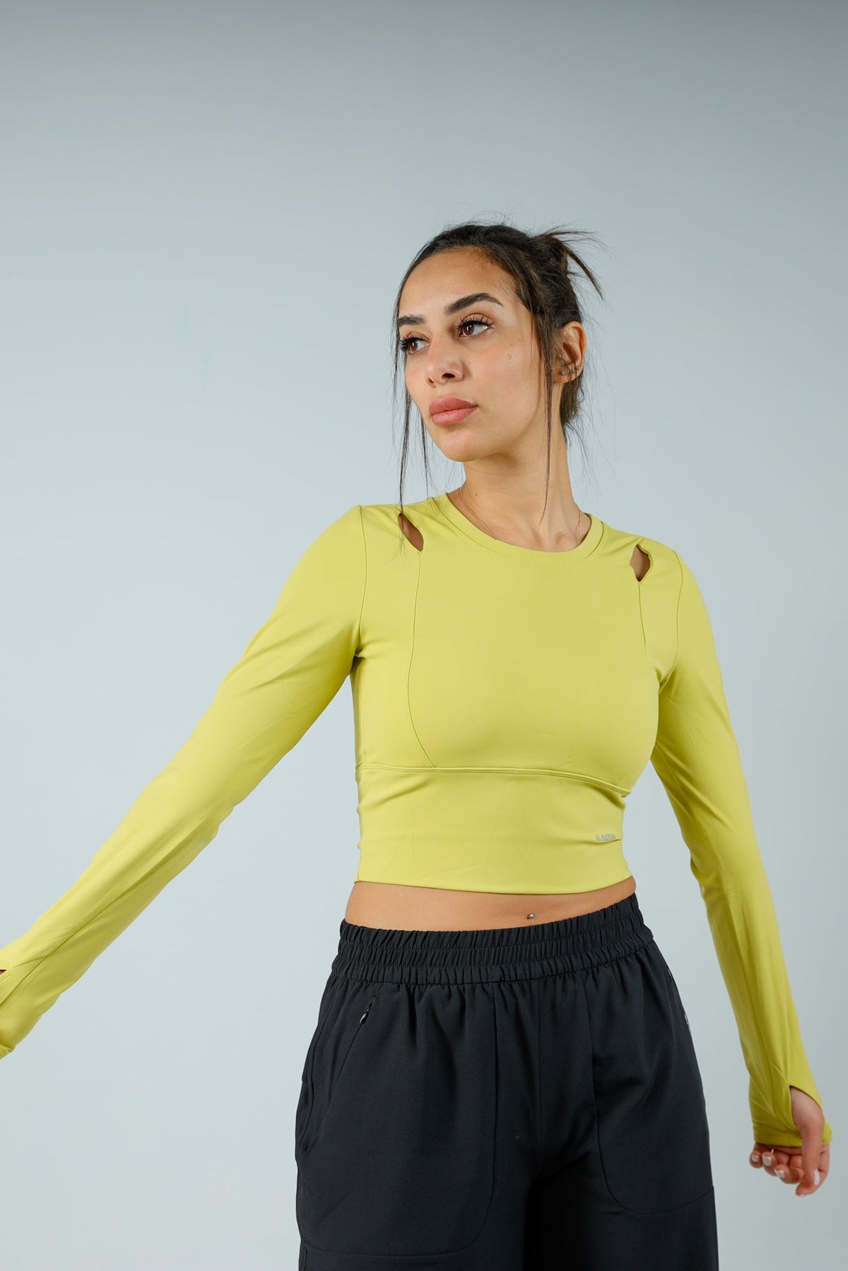 Cut-Out Long Sleeve Crop Top